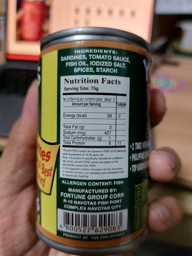 Nutrition label
