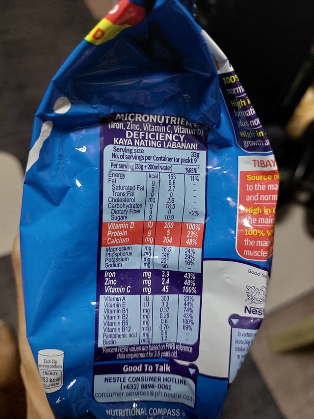 Nutrition label
