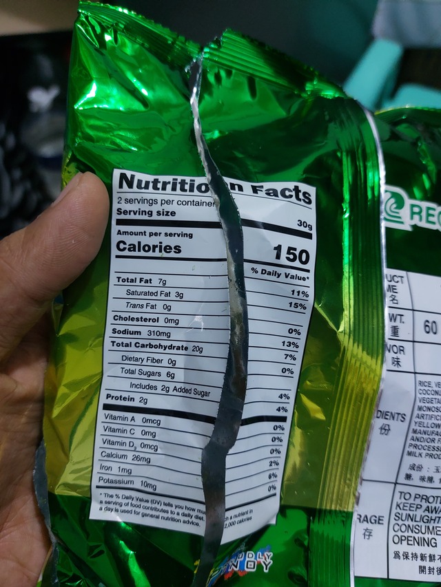 Nutrition label