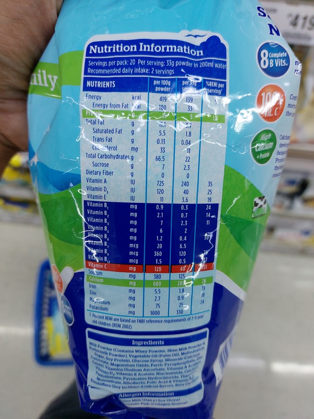 Nutrition label