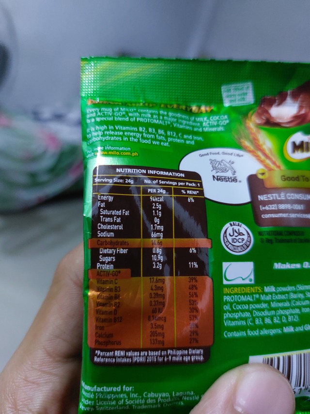 Nutrition label