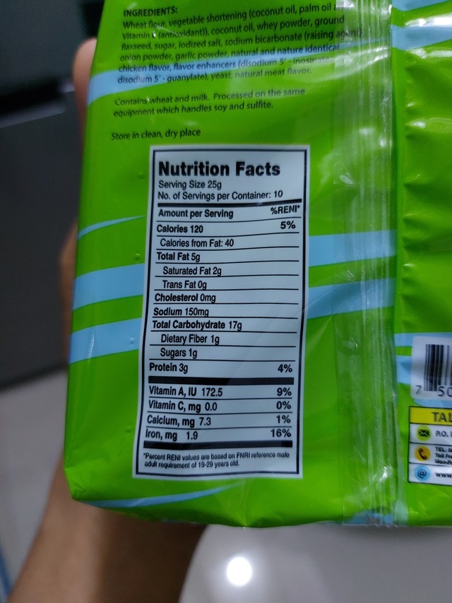 Nutrition label