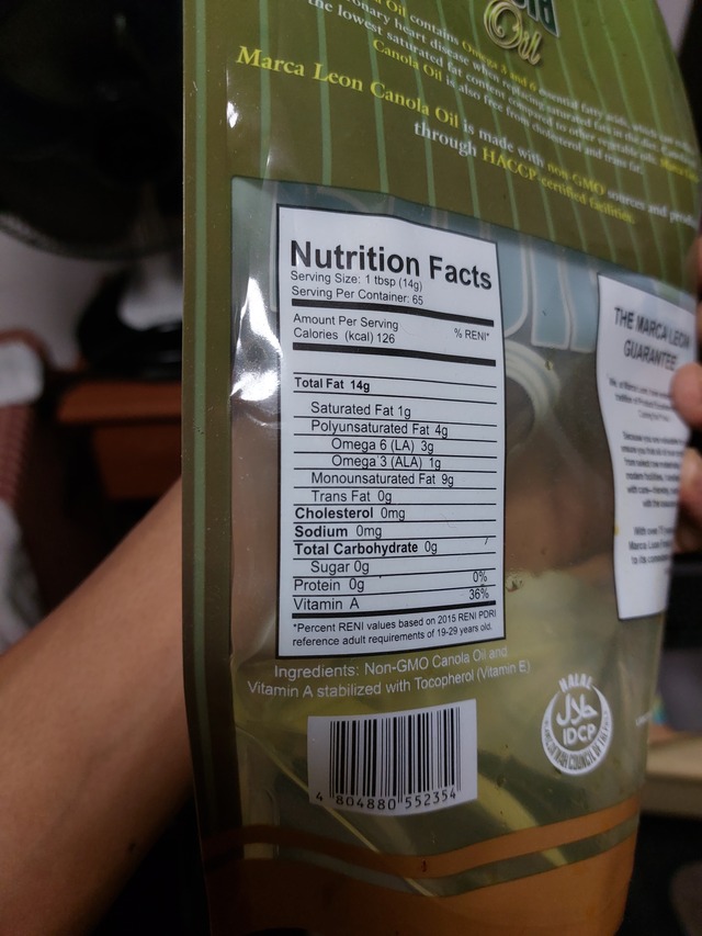 Nutrition label