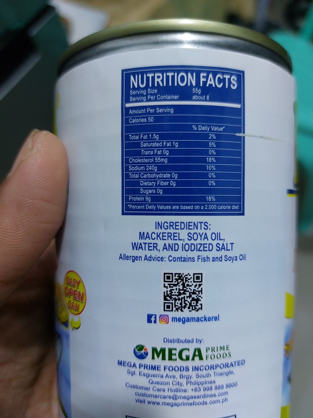 Nutrition label
