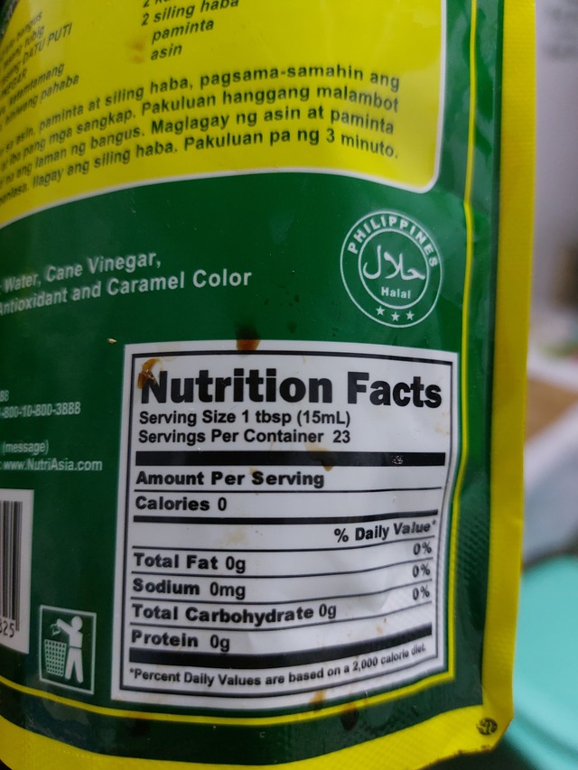 Nutrition label