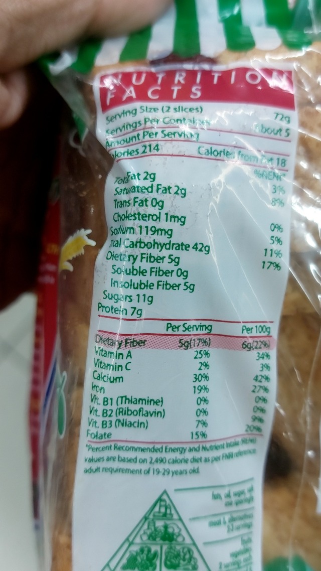 Nutrition label