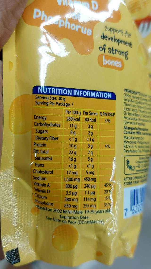 Nutrition label