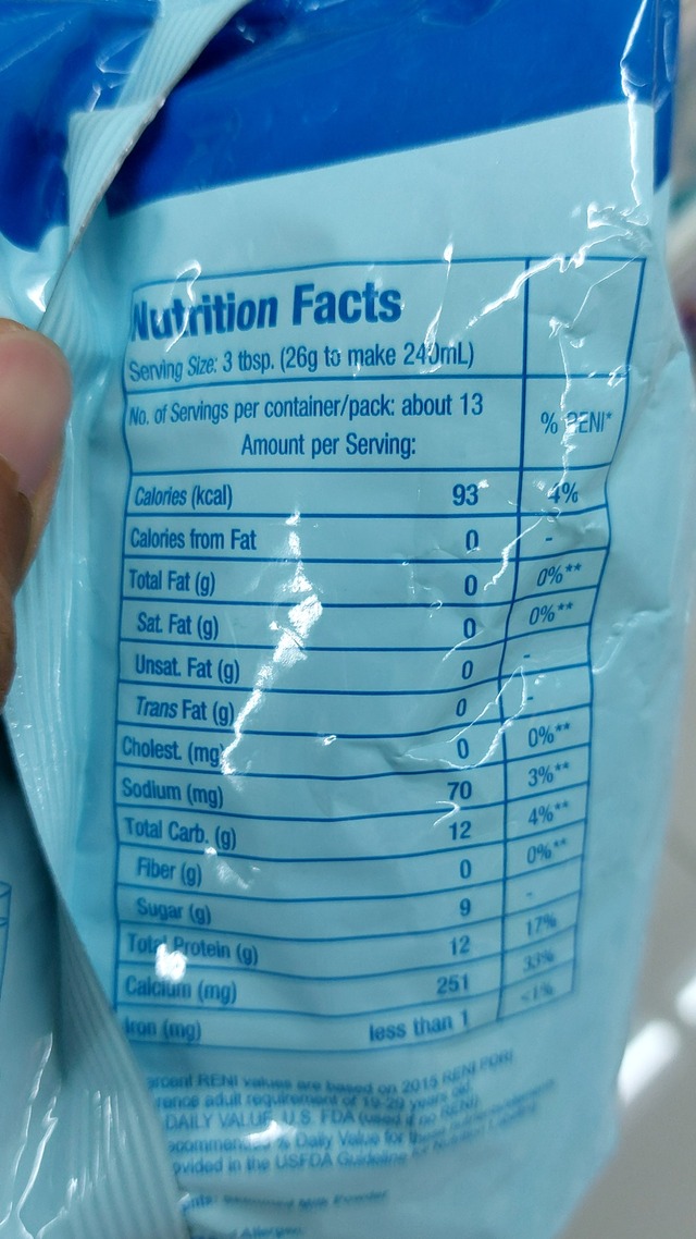 Nutrition label