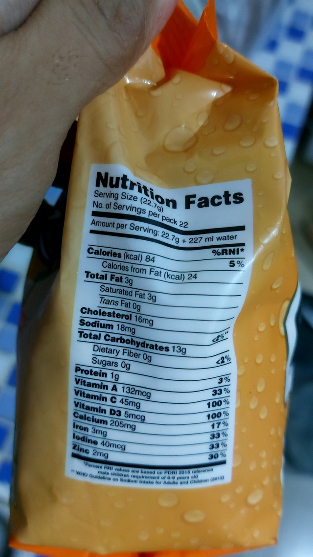 Nutrition label