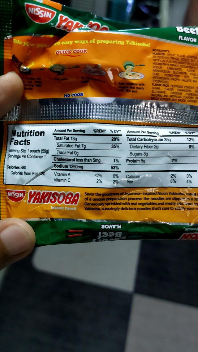 Nutrition label