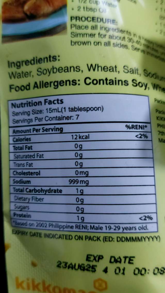 Nutrition label