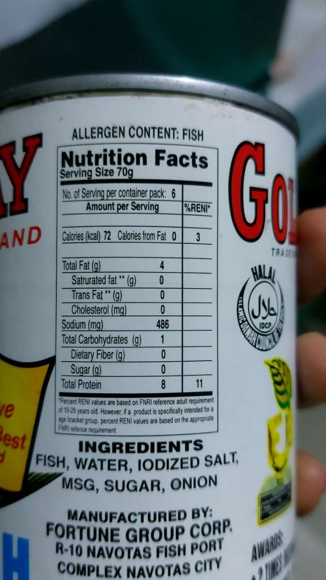 Nutrition label