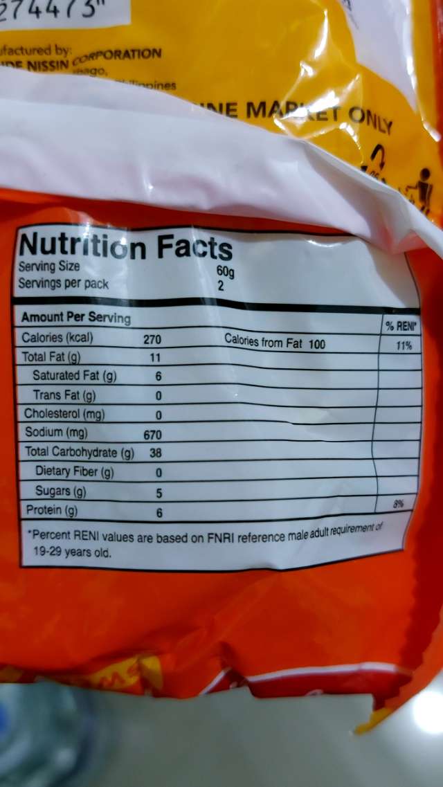 Nutrition label