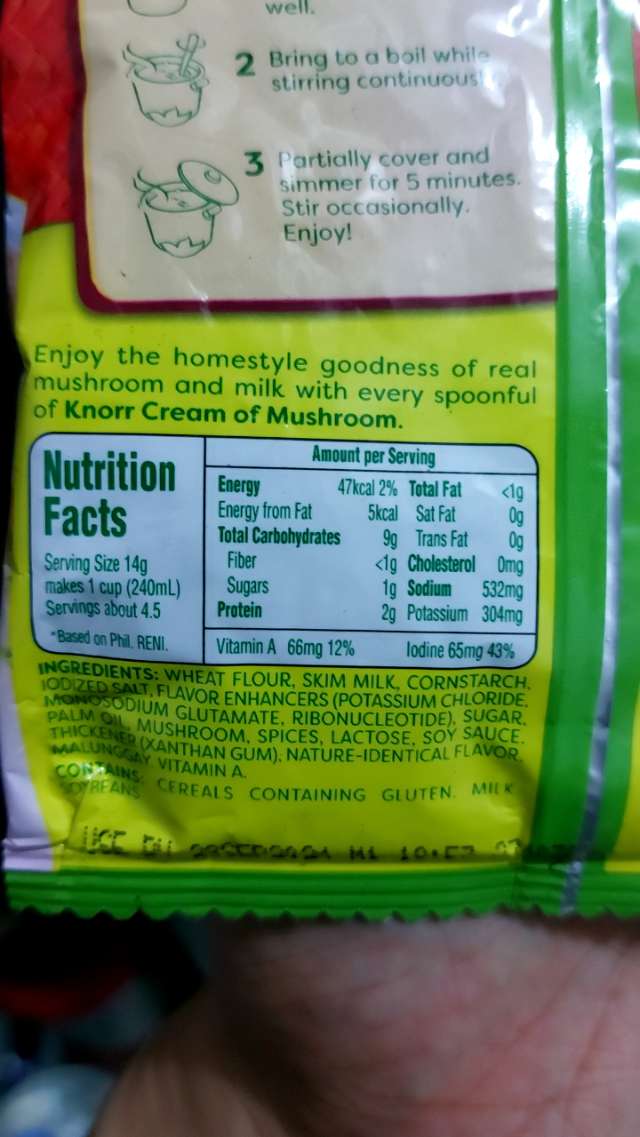 Nutrition label