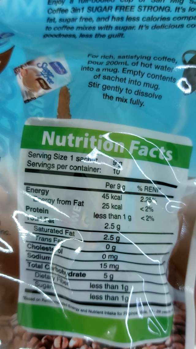 Nutrition label