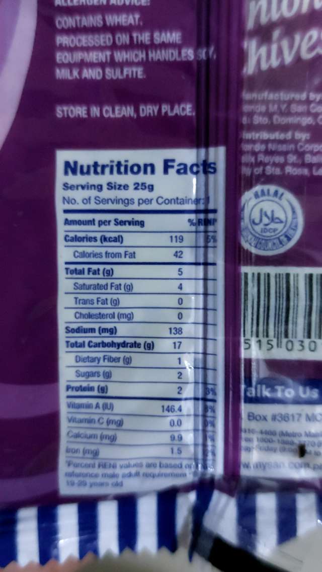 Nutrition label