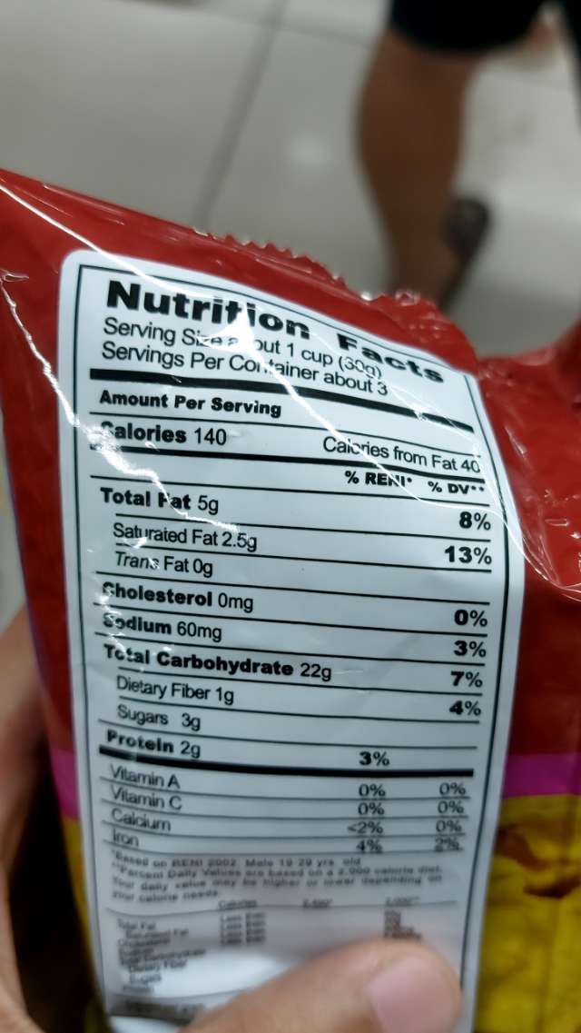 Nutrition label