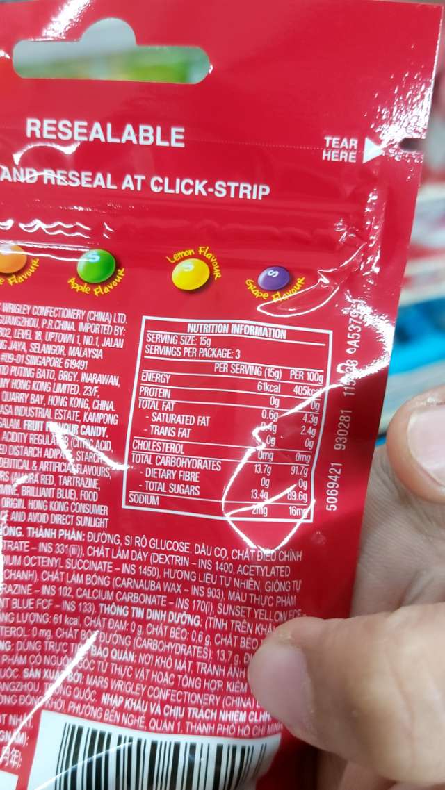 Nutrition label