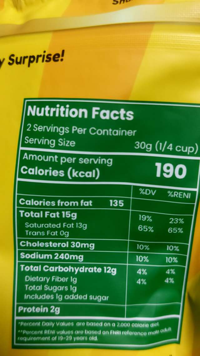 Nutrition label