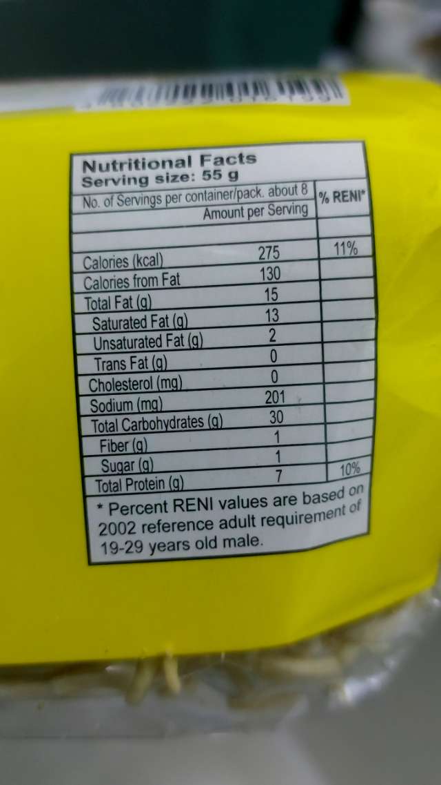 Nutrition label
