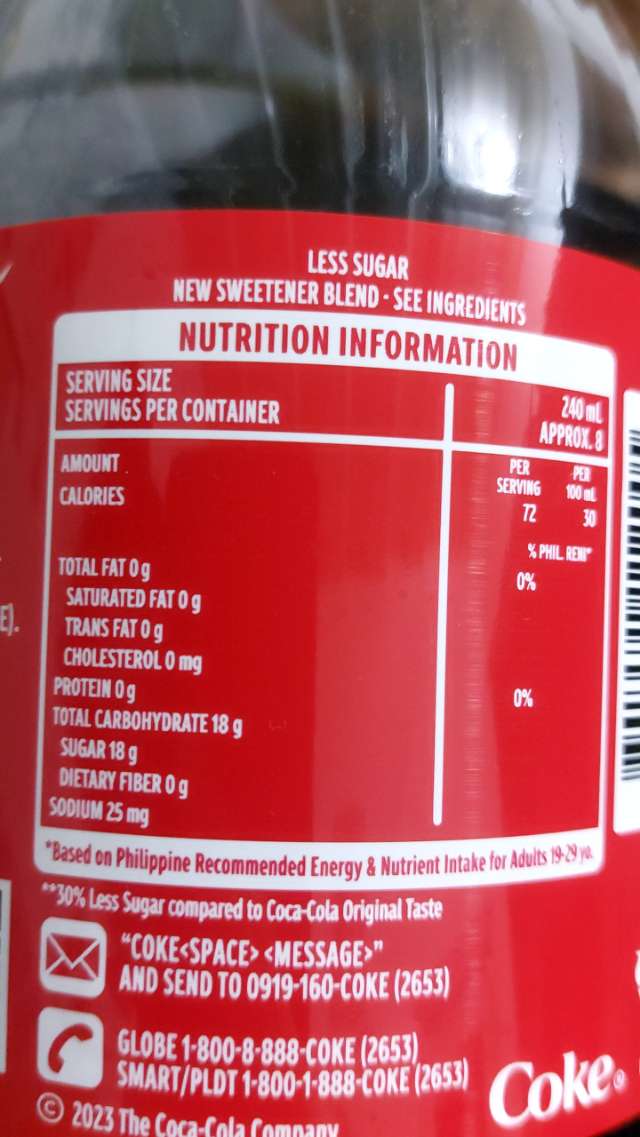 Nutrition label