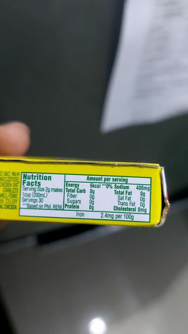 Nutrition label