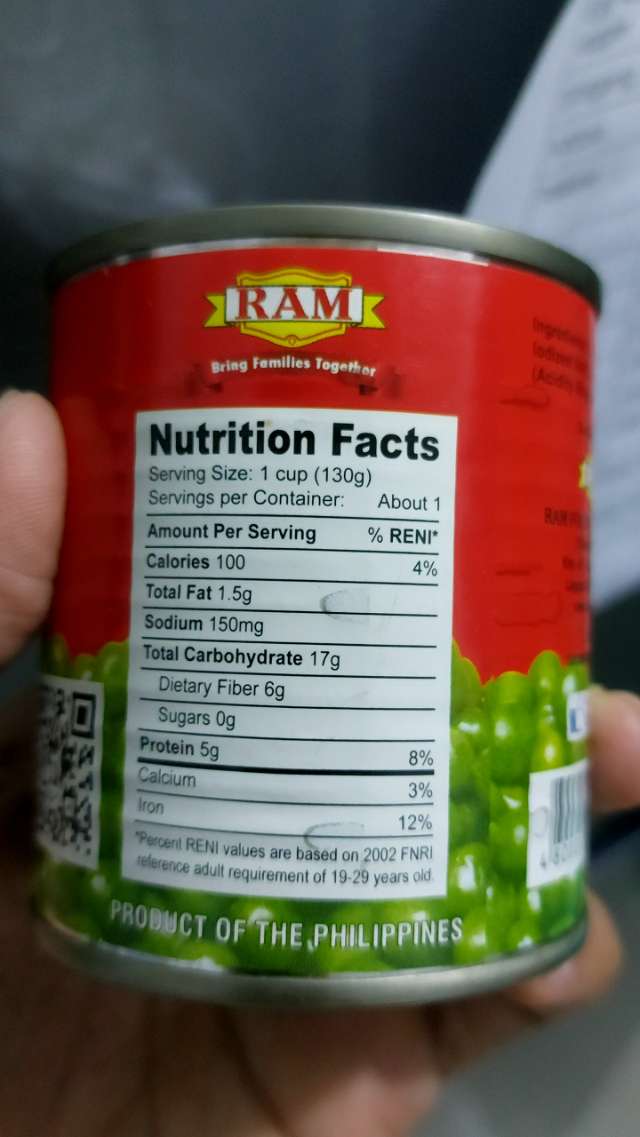 Nutrition label