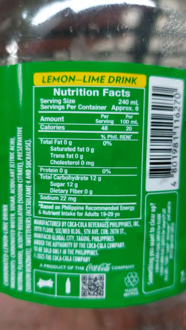 Nutrition label