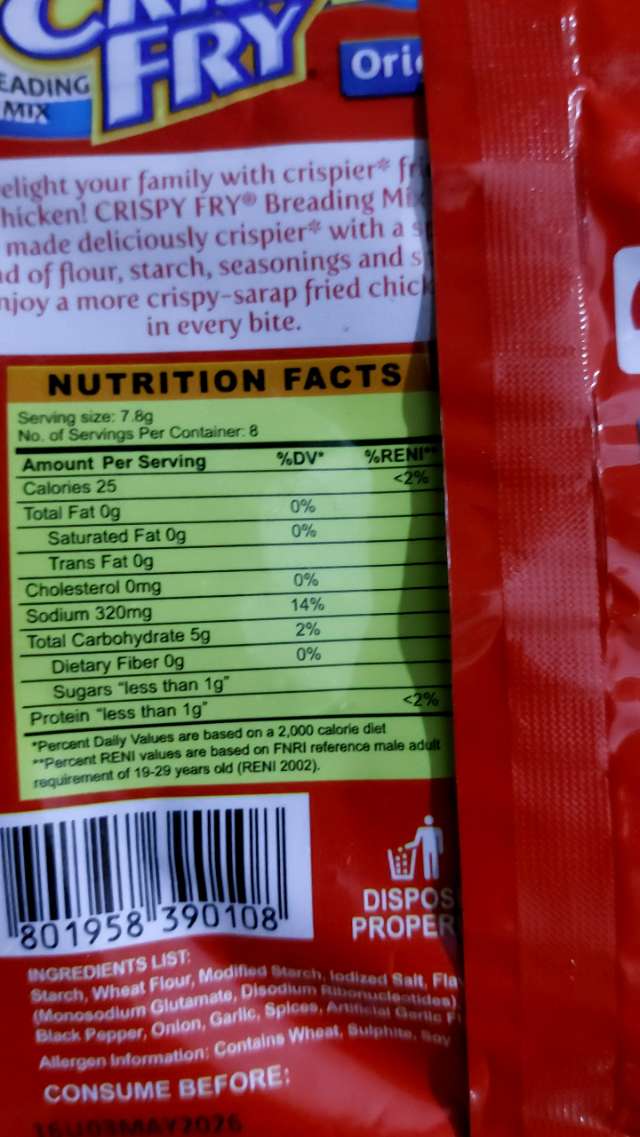 Nutrition label
