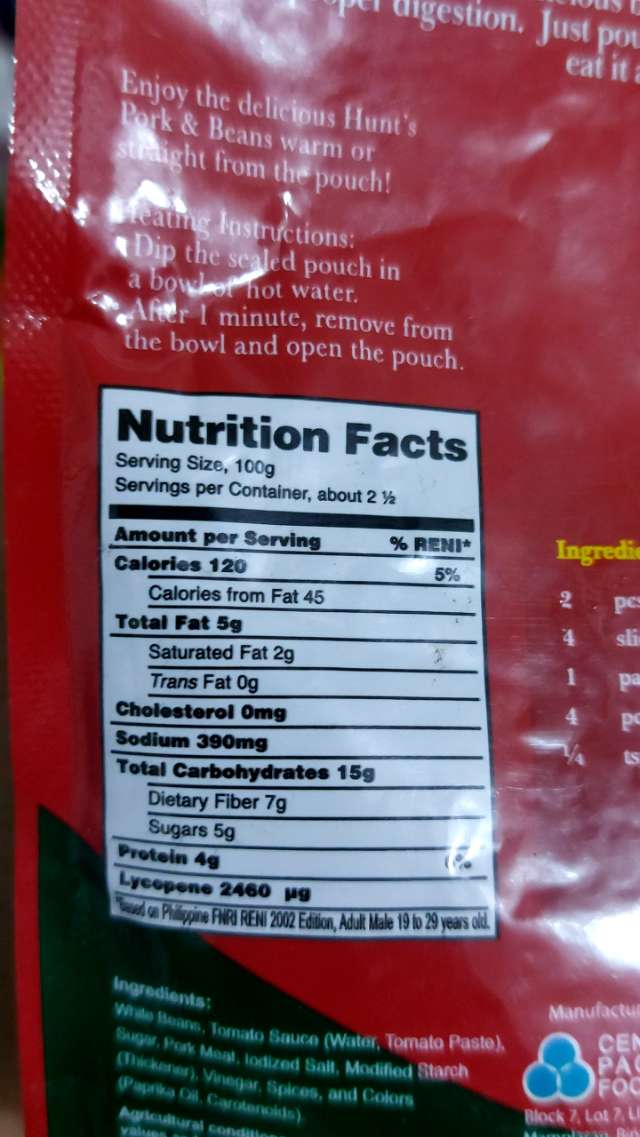 Nutrition label
