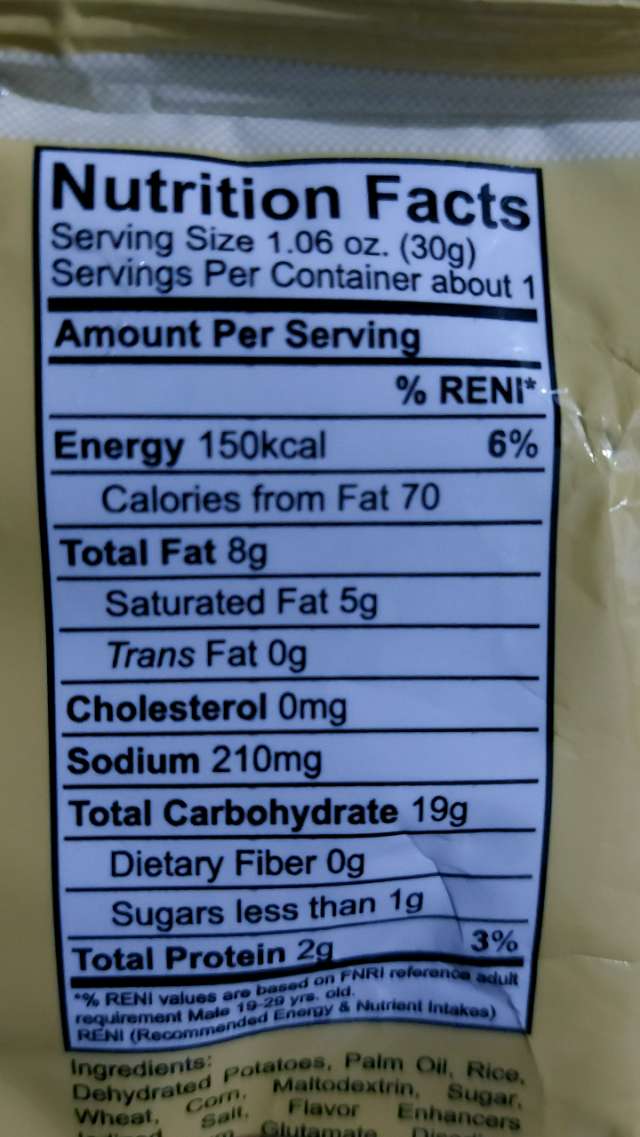 Nutrition label