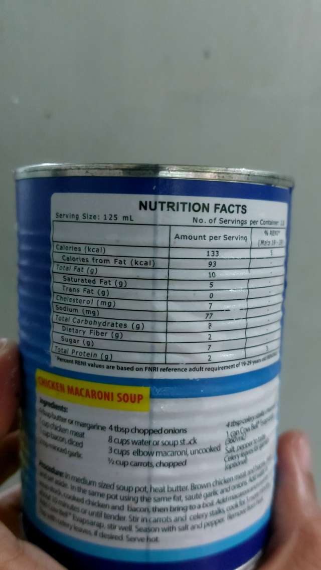 Nutrition label