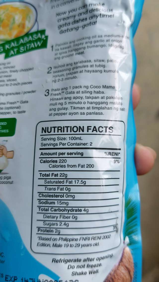 Nutrition label