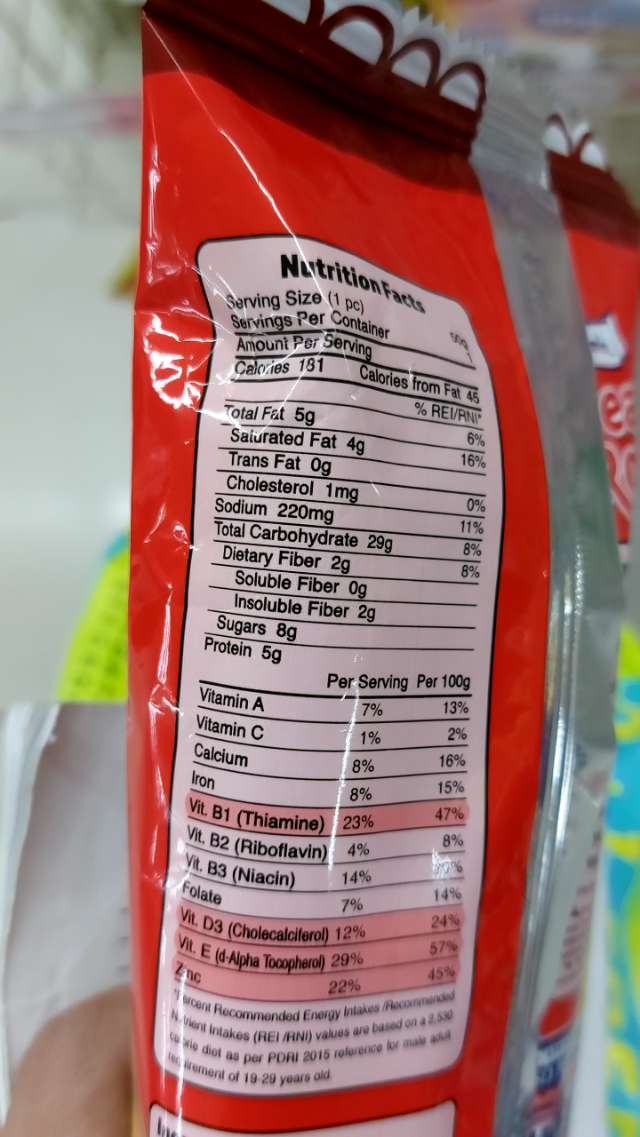 Nutrition label