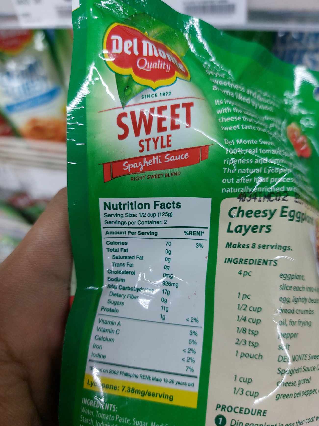 Nutrition label