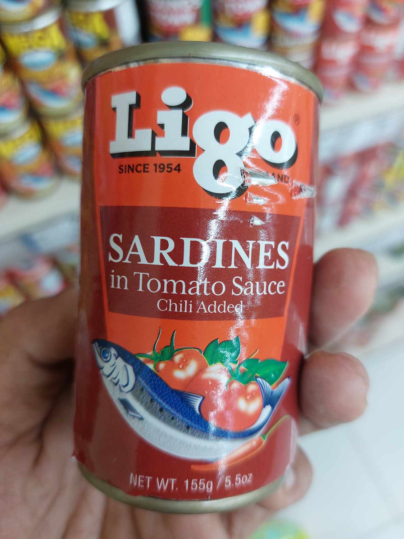 Ligo sardines in tomato sauce chili added