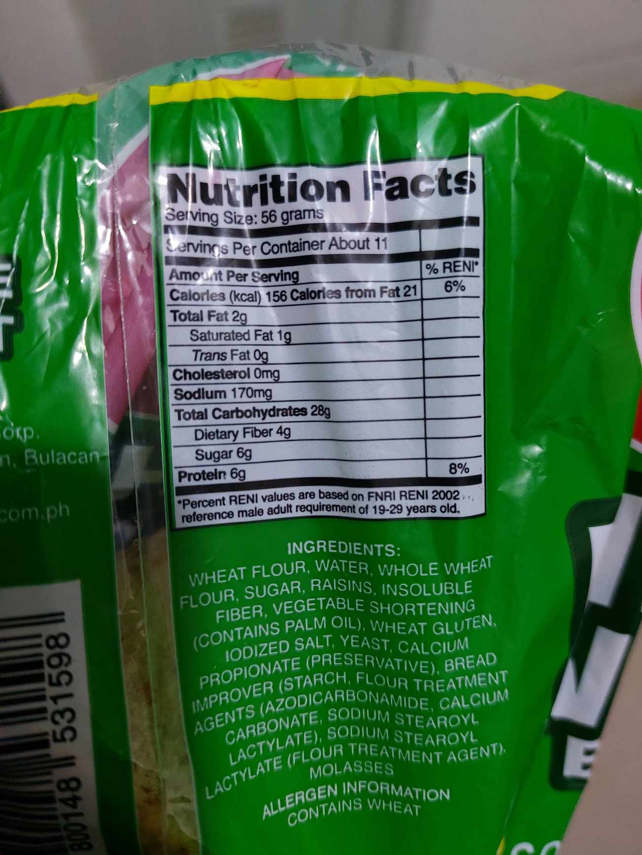 Nutrition label