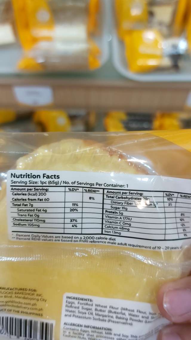 Nutrition label