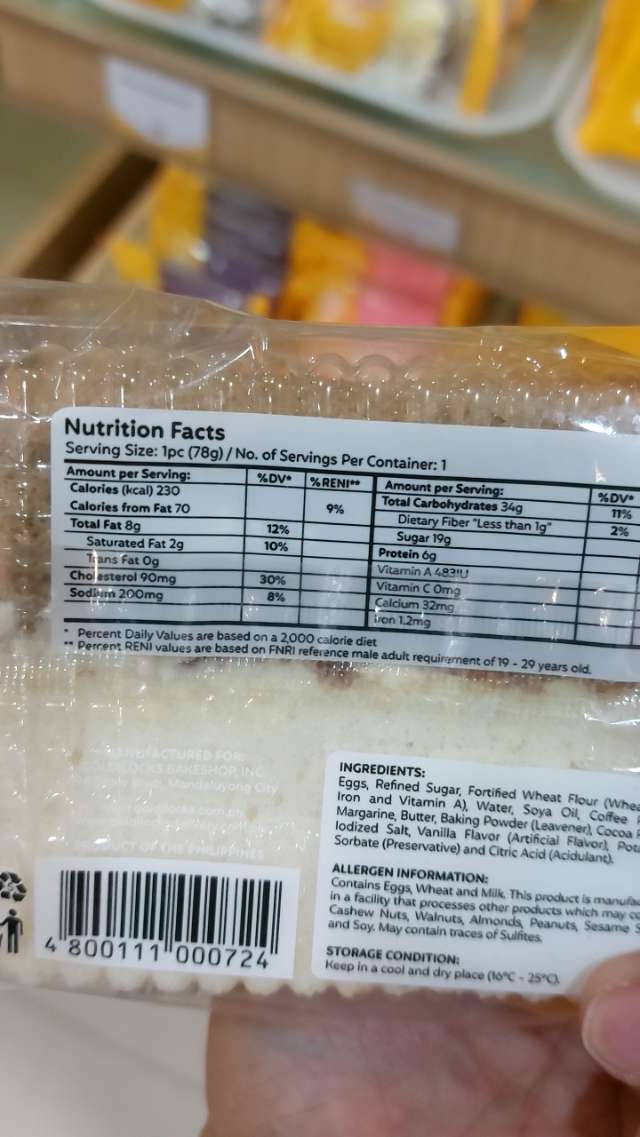 Nutrition label