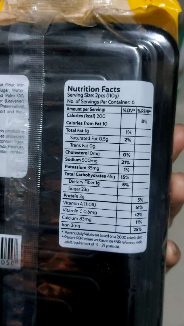Nutrition label