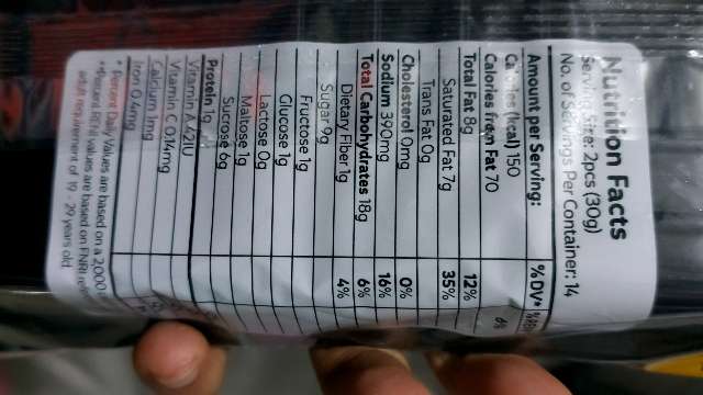 Nutrition label