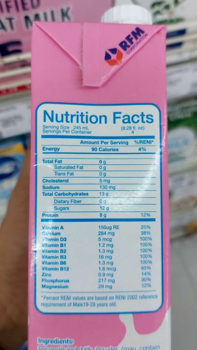 Nutrition label