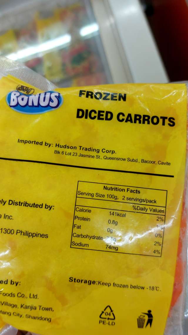 Nutrition label