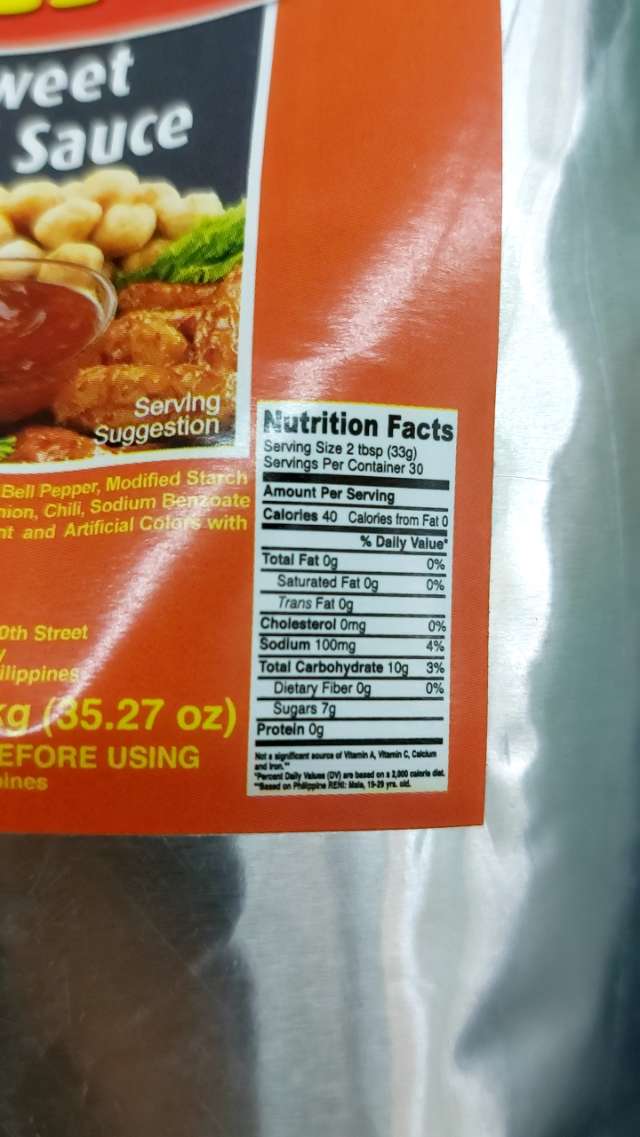 Nutrition label