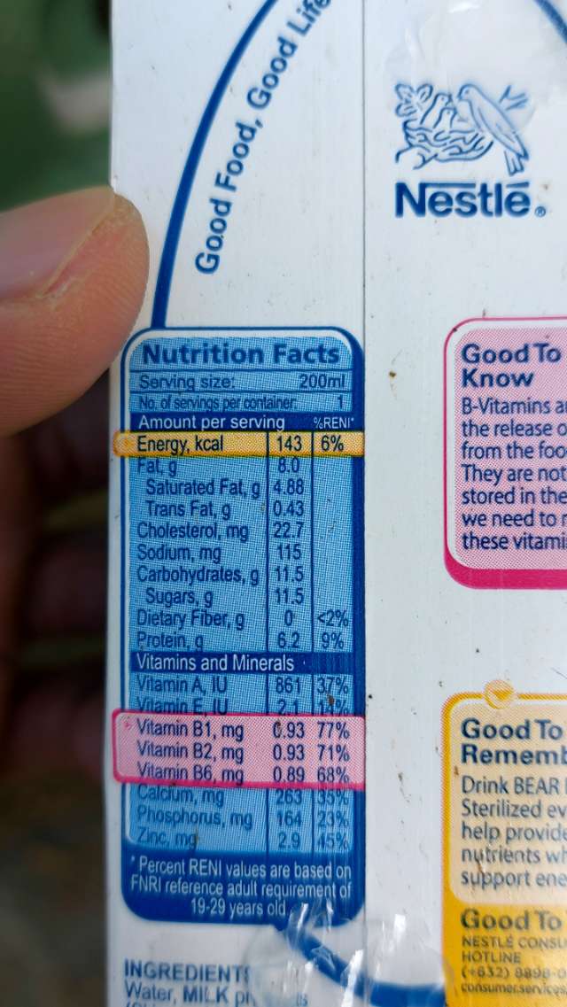 Nutrition label