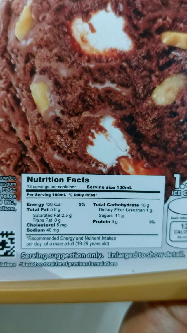 Nutrition label