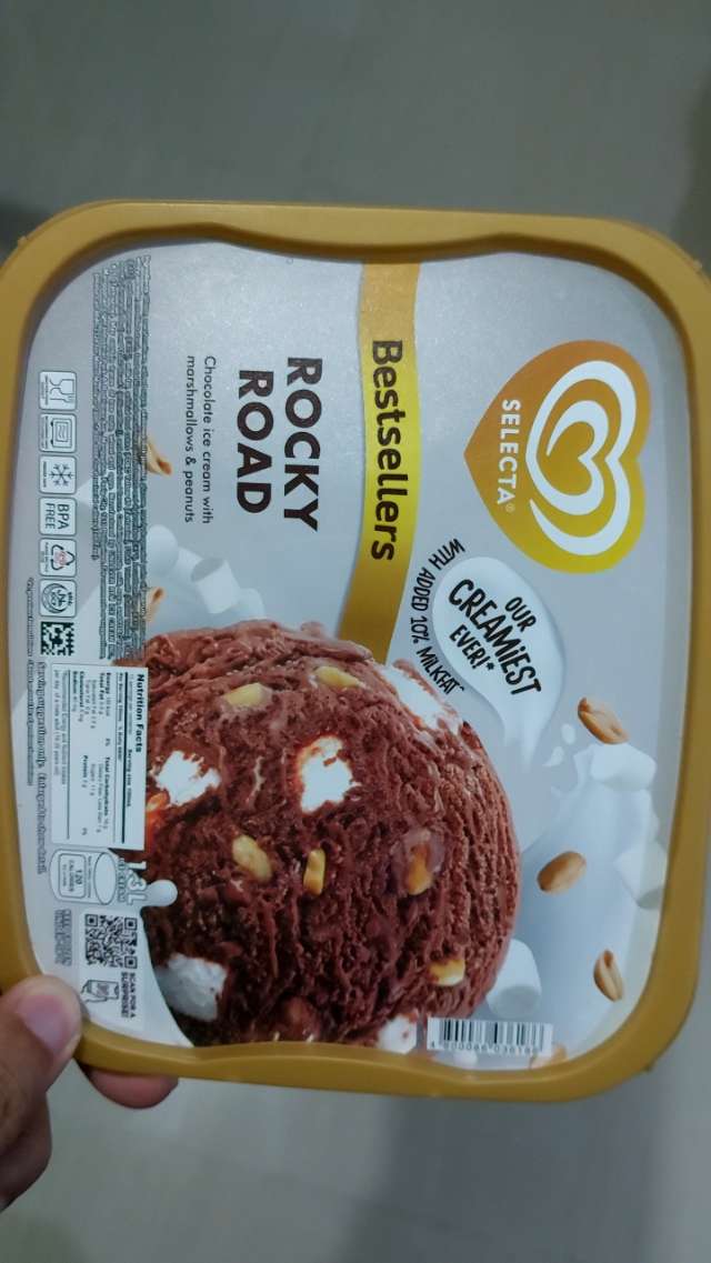 Selecta rocky road chocolate ice cream with marshmallows and peanuts
