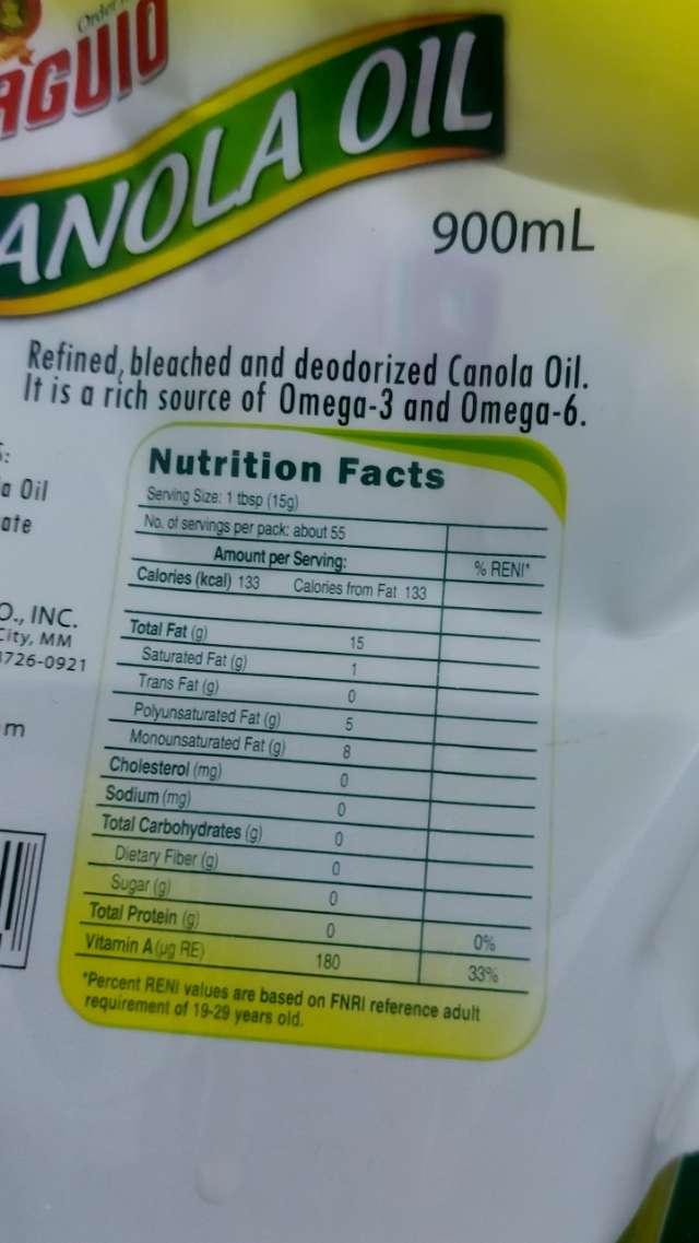 Nutrition label