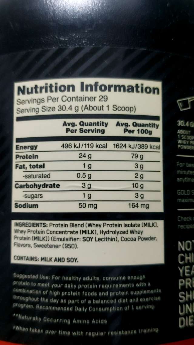 Nutrition label
