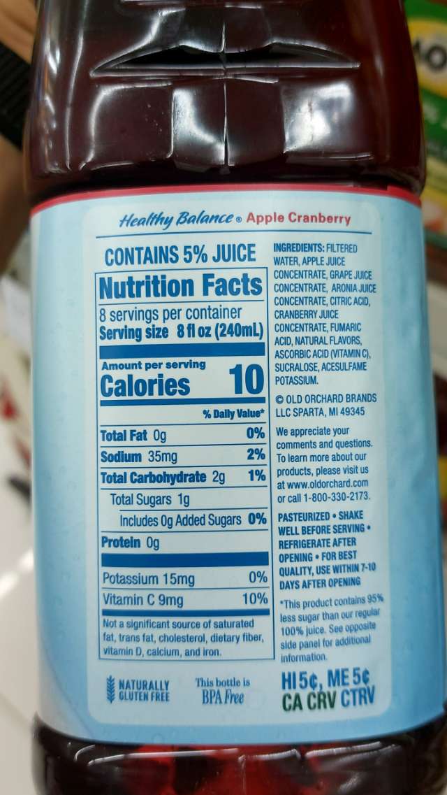 Nutrition label